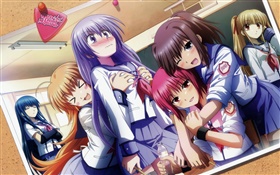 Anime girls, schoolgirls HD wallpaper
