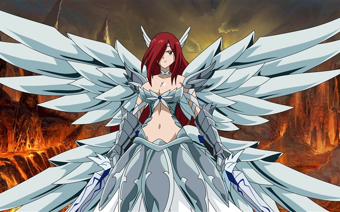 Erza Scarlet, wings, anime girl Wallpapers Pictures Photos Images
