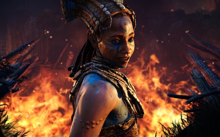 Far Cry: Primal, Ubisoft, girl, fire Wallpapers Pictures Photos Images