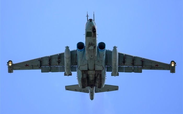 Sukhoi su-25, subsonic fighter flight, bottom view Wallpapers Pictures Photos Images