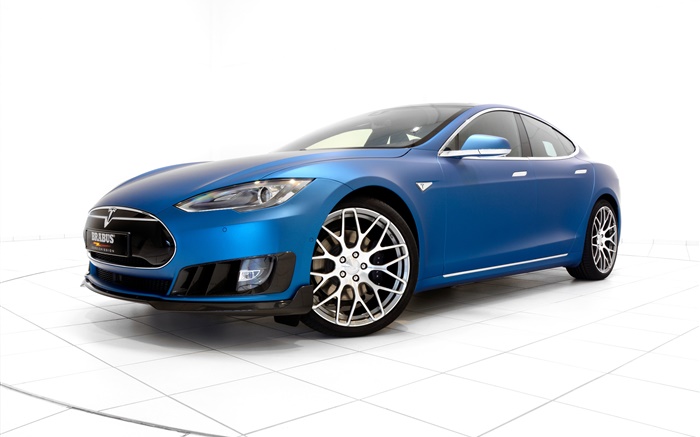 2015 Brabus Tesla Model S blue electric car Wallpapers Pictures Photos Images