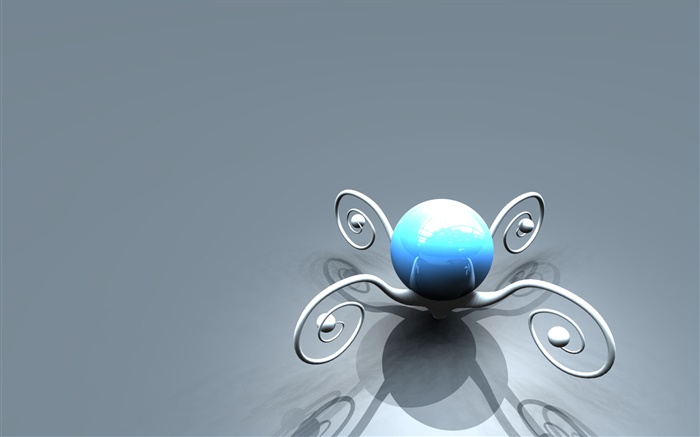 3D flower, blue ball Wallpapers Pictures Photos Images