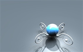 3D flower, blue ball