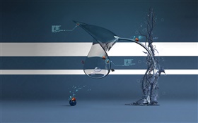 Abstract tree, ladybugs, creative design HD wallpaper