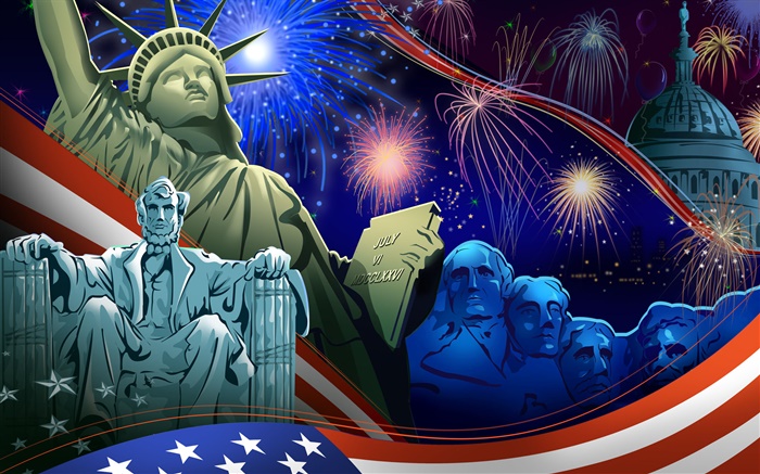 American Independence Day, the theme of art pictures, vector Wallpapers Pictures Photos Images