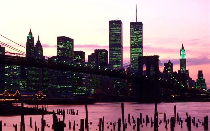 American Twin Towers, night, lights Wallpapers Pictures Photos Images