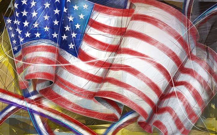 American flag, art drawing Wallpapers Pictures Photos Images