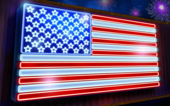 American flag, stars and stripes, neon Wallpapers Pictures Photos Images