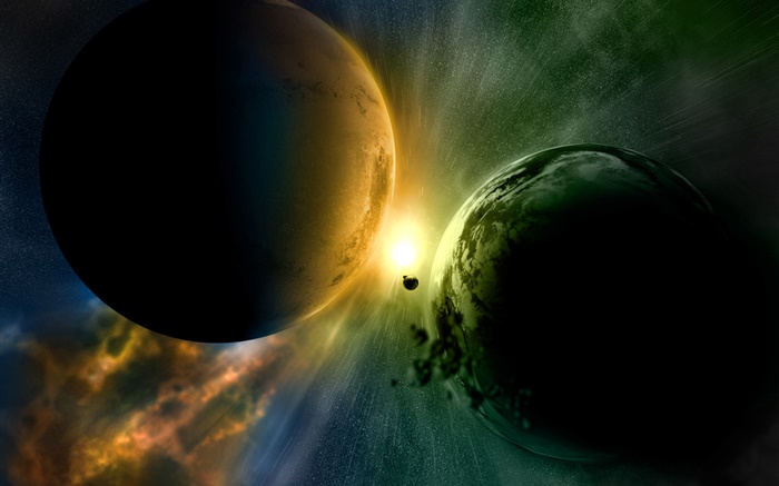 An imminent collision of two planets, light Wallpapers Pictures Photos Images