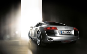 Audi R8 silver car rear view HD wallpaper