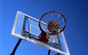 Basketball hoop and basketball HD wallpaper