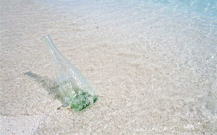 Beach, sea, water, glass bottle, Maldives Wallpapers Pictures Photos Images