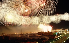 Beijing festival night, fireworks, lights HD wallpaper