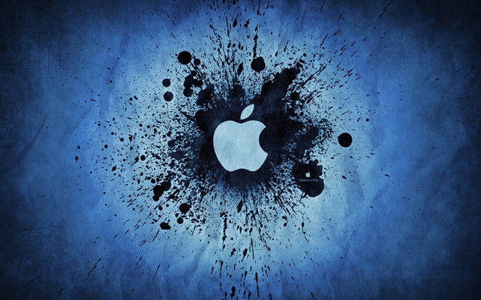 Black ink splash, Apple logo Wallpapers Pictures Photos Images
