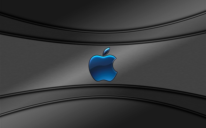 Blue Apple logo, gray background Wallpapers Pictures Photos Images