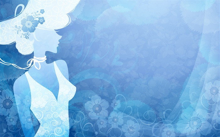 Blue background, fashion vector girl, creative design Wallpapers Pictures Photos Images