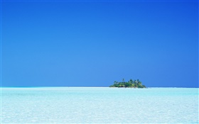 Blue sea, island, sky, Maldives HD wallpaper