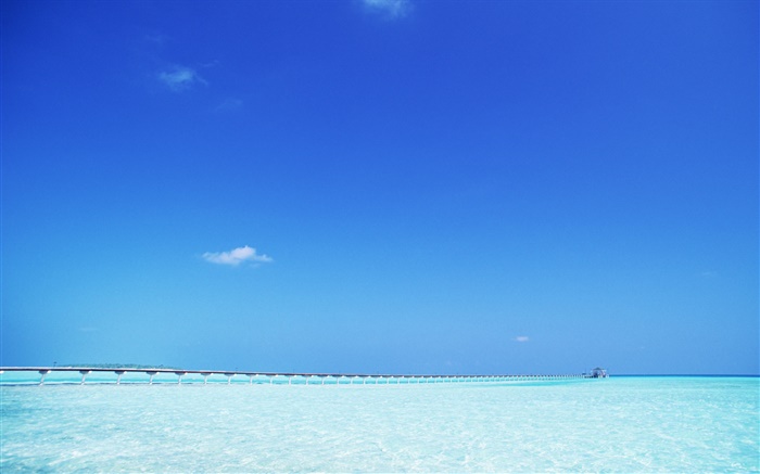 Blue sea, pier, Maldives Wallpapers Pictures Photos Images