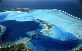 Bora Bora, French Polynesia, resort, beach, sea, top view HD wallpaper