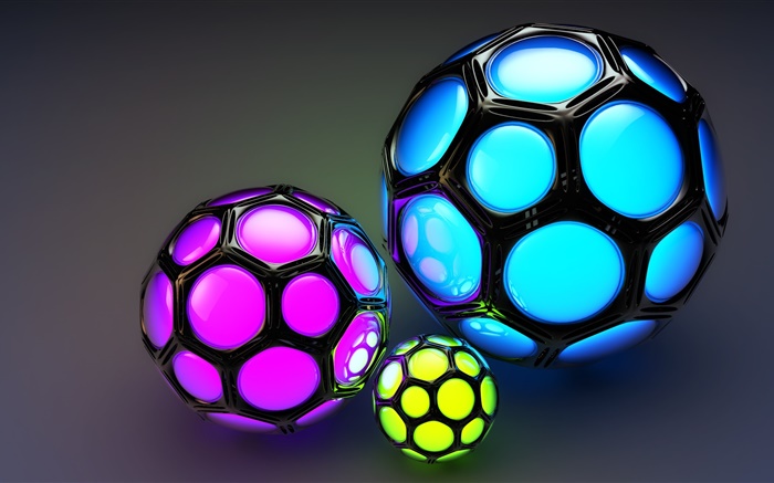 Cell colored balls, look like football, 3D pictures Wallpapers Pictures Photos Images