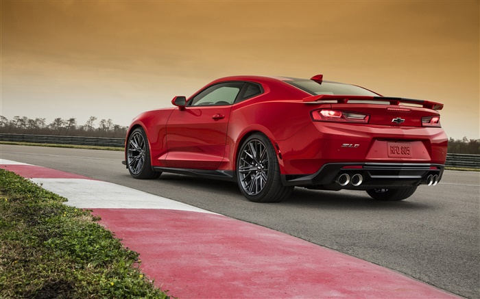 Chevrolet Camaro ZL1 red supercar back view Wallpapers Pictures Photos Images