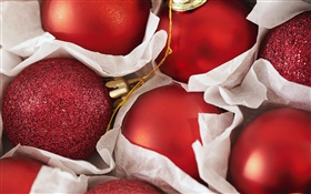Christmas balls, decorations, red HD wallpaper