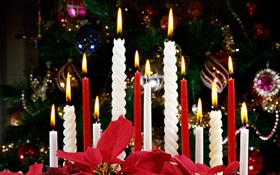 Christmas, candles, lights HD wallpaper