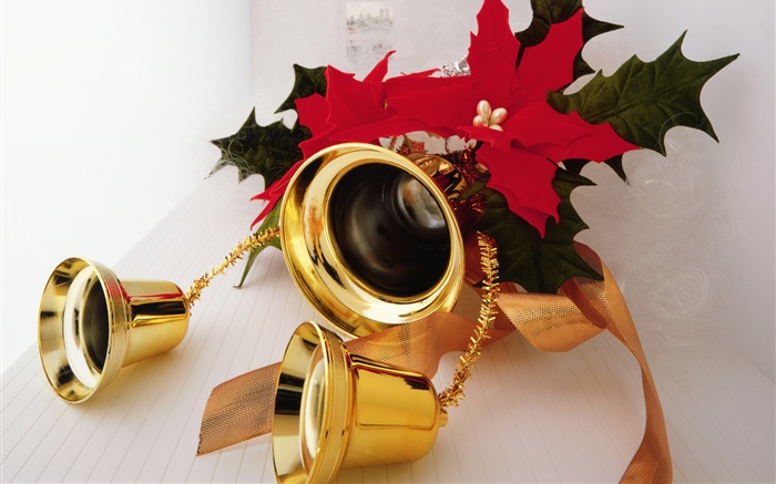 Christmas, gold color bells Wallpapers Pictures Photos Images
