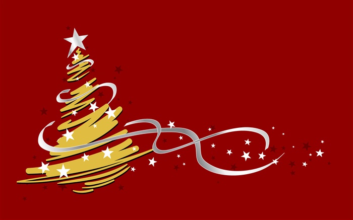 Christmas tree, simple style, red background Wallpapers Pictures Photos Images