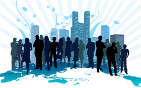 City, people, blue style, vector design pictures