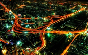 City traffic, lights lines, beautiful night HD wallpaper
