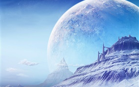 Dream world, thick snow, mountains, planet