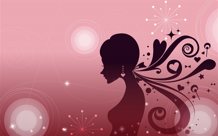 Fashion vector girl, hair style, pink background Wallpapers Pictures Photos Images