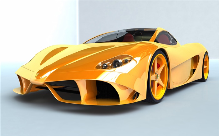 Ferrari yellow supercar front view Wallpapers Pictures Photos Images
