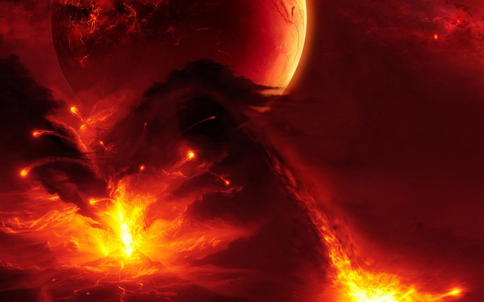 Fiery planet, erupting flames Wallpapers Pictures Photos Images