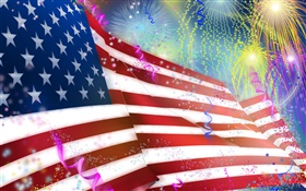 Fireworks, American flag, art design HD wallpaper