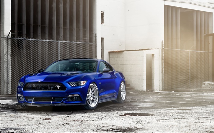 Ford Mustang GT blue car front view Wallpapers Pictures Photos Images