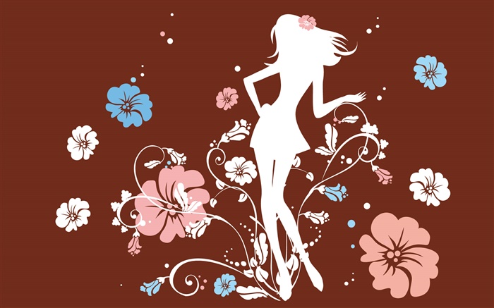 Girl in the flowers, vector design Wallpapers Pictures Photos Images