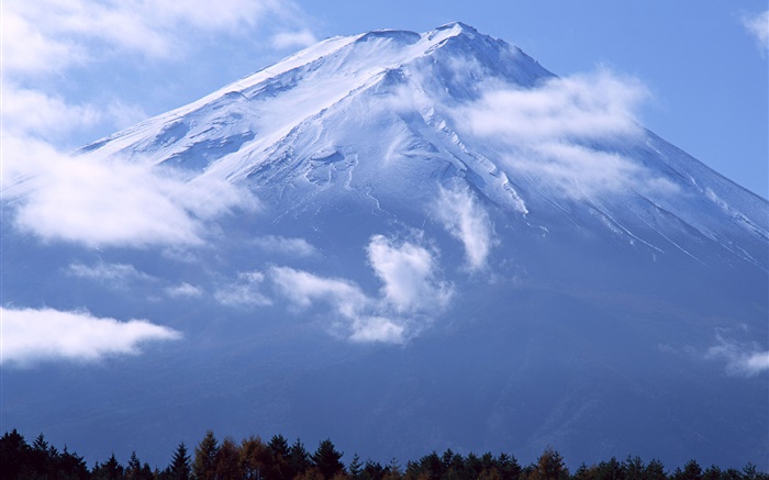 Great mountain, Mount Fuji, clouds, Japan Wallpapers Pictures Photos Images