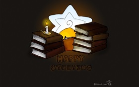 Happy Study, books, candle, creative pictures