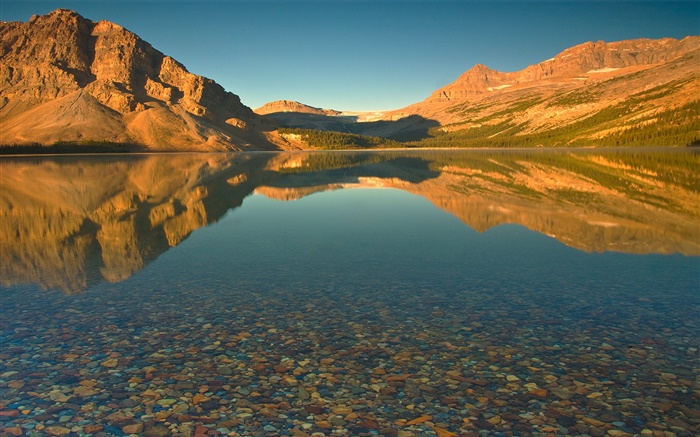 Lake, clear water, mountain, sunshine, dusk Wallpapers Pictures Photos Images