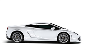 Lamborghini white car side view HD wallpaper