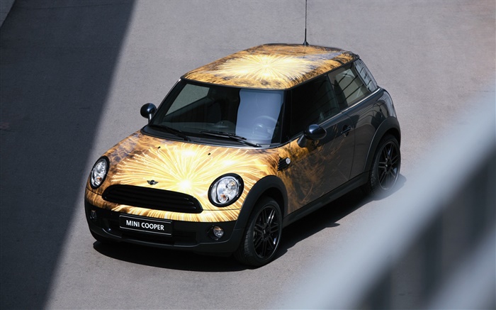 MINI Cooper car, fireworks decoration Wallpapers Pictures Photos Images