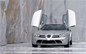 Mercedes-Benz silver car doors opened HD wallpaper