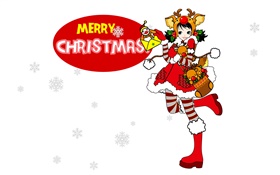 Merry Christmas, colorful dress girl, vector HD wallpaper