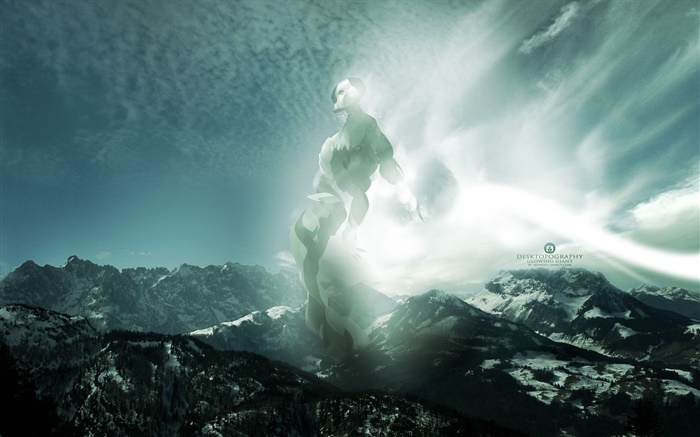 Monster, mountains, snow, creative design Wallpapers Pictures Photos Images