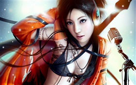 Music fantasy girl, beautiful HD wallpaper