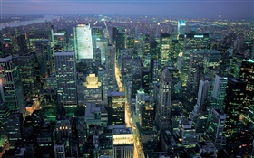 New York, USA, city view, night, lights, skyscrapers HD wallpaper