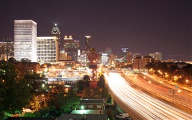 Night city, lights, traffic HD wallpaper