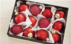 One box of Christmas balls HD wallpaper